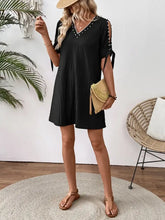 Cutout Pearl Detail V-Neck Mini Dress Casual Dresses