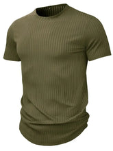 Men's Full Size Ribbed Knit Short Sleeve Round Neck T-Shirt Plus Size Mens Tops