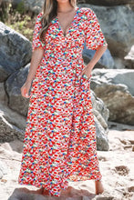 Floral Half Sleeve Deep V Neck Cutout Back Maxi Dress Floral Woman Maxi Dress