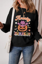 Jack-O'-Lantern Round Neck Long Sleeve Sweatshirt Black Woman Sweatshirts