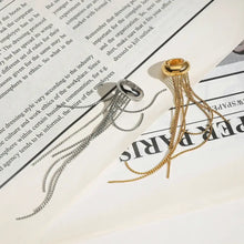 Dual-Tone Tassel Chain Drop Ear Cuff Earrings Fashion Jewelry