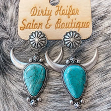 Artificial Turquoise Alloy Cow Head Earrings Earrings