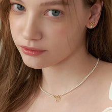 Copper Pearls Bow Necklace Necklaces