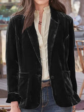 Pocketed Button Up Lapel Collar Blazer Woman Outerwear