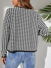 Houndstooth Open Front Long Sleeve Jacket Woman Outerwear