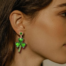 Rhinestone Alloy Lucky Clover Dangle Earrings Earrings