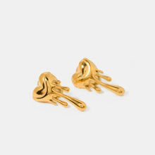 Pair of heart shape 18k gold-plated dripping heart stud earrings