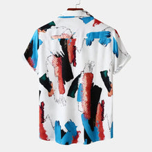 Men's Plus Size Abstract Print Short Sleeve Button-Down Casual Shirt Mens Tops