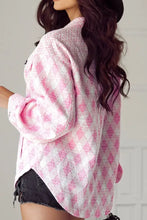 Geometric Print Textured Flap Pocket Shacket Woman Outerwear