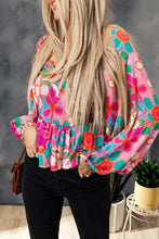 Floral Smocked Ruffled Balloon Sleeve Blouse Woman Blouses