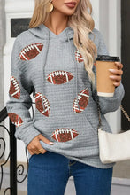 Drawstring Football Long Sleeve Hoodie Gray Woman Sweatshirts