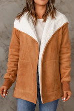 Open Front Long Sleeve Sherpa Jacket Woman Outerwear