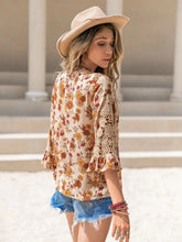 Floral V-Neck Spliced Lace Blouse Woman Blouses