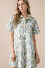 Floral Print Button-Up Shirt Dress Woman Casual Dress