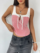 Perfee Contrast Plaid Square Neck Tank Tanks & Camis