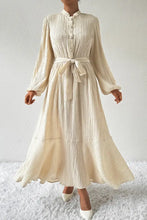 Honey Tied Button Up Balloon Sleeve Dress Maxi Dresses