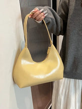 PU Leather Shoulder Bag with Zip Pastel Yellow One Size Shoulder Bags