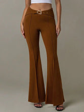 High Waist Flare Pants with Buckle Belt Woman Pants