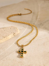 Stainless Steel Zircon Cross Pendant Necklace Fashion Jewelry