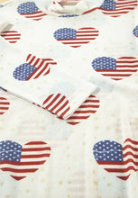 American Flag Heart Pattern Long Sleeve Bodysuit for Women Woman Bodysuits