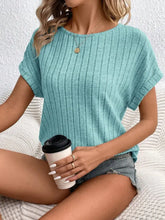 Aqua Ribbed Knit Top for Women in Light Blue Turquoise Light Teal Woman T Shirts