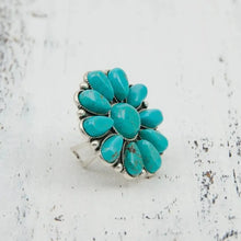 Artificial Turquoise Flower Ring in Silver Alloy Fashion Jewelry Fashion Jewelry