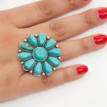 Artificial Turquoise Flower Ring in Silver Alloy Fashion Jewelry Fashion Jewelry