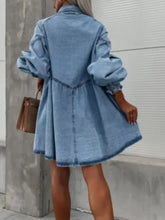 Oversized Long Sleeve Button-Up Denim Dress Woman Dress