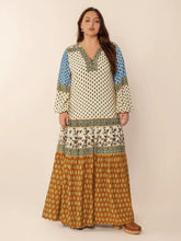 Plus Size Printed V-Neck Balloon Sleeve Maxi Dress Maxi Dresses