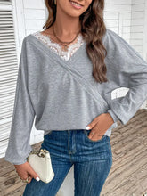 Perfee Lace Detail Long Sleeve Top Woman Blouses