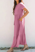 Solid Color High Waist Pocketed Tee Dress Casual Dresses