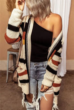Striped Open Front Longline Cardigan Woman Outerwear