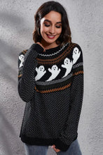 Ghost Pattern Round Neck Long Sleeve Sweater Sweater Pullovers