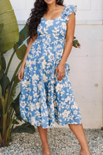 Floral Flutter Shoulder Tiered Flowy Midi Dress Casual Dresses