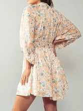 Floral V-Neck Balloon Sleeve Dress Woman Casual Dress