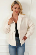 Fuzzy Button Up Faux Fur Outerwear Ivory Woman Outerwear