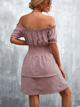 Ruffled Swiss Dot Off-Shoulder Dress Casual Dresses