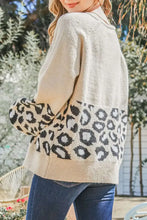 Round Neck Leopard Print Stitched Long-Sleeved Sweater Sweater Pullovers
