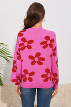 Floral Print Round Neck Dropped Shoulder Sweater Sweater Pullovers
