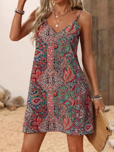 Paisley Print Spaghetti Strap Summer Mini Dress Woman Casual Dress