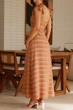 Textured V-Neck Tie Shoulder Dress Woman Maxi Dress