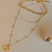 Synthetic Pearl Titanium Steel Three-Layered Necklace Necklaces