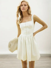 Square Neck Wide Strap Mini Dress Ivory Casual Dresses