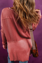 Notched Neck Long Sleeve Slit Blouse Woman Blouses