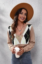 Geometric Long Sleeve Cropped Sweater Sweater Pullovers