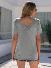 Ivy Lane Lace Detail V-Neck Short Sleeve T-Shirt Woman T Shirts