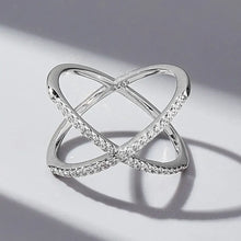 X Shape Inlaid Zircon 925 Sterling Silver Ring Rings
