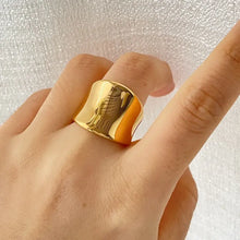 18K Gold-Plated Wide Band Ring Gold Fashion Jewelry