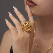 Stainless Steel Cutout Ring Gold Fashion Jewelry