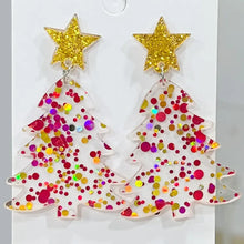 Christmas Tree Acrylic Dangle Earrings Deep Red One Size Earrings